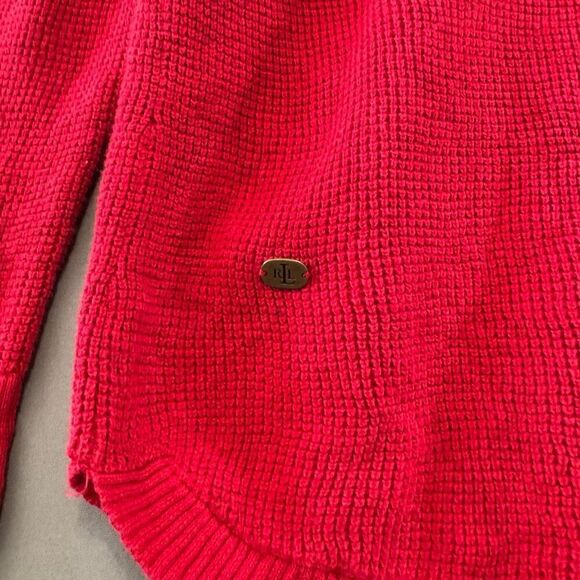 Lauren Ralph Lauren Knit Red Sweater Size 1X Cotton Blend Mock Neck - Picture 2 of 12